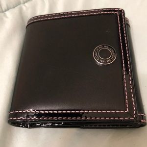 Coach Leather Mini Wallet Black and Pink